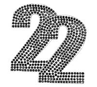 sourcing map 2Pcs Rhinestone Self Adhesive Number Stickers Medium Numbers Patches Embroidered Sew on Appliques for DIY Crafts Clothing Decorations, Black 2