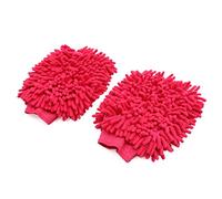 sourcing map 2Pcs Rose Red Dual Sided Microfiber Chenille Mitt Car Washing Cleaning Glove