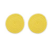 sourcing map 2Pcs Round Braided Placemats, 5.3" Woven Floral Edge Placemats Kitchen Table Place Mats for Farmhouse Decor, Kitchen Countertops, Table, Home Decor (Yellow)
