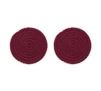 sourcing map 2Pcs Round Braided Placemats, 5.3" Woven Floral Edge Placemats Kitchen Table Place Mats for Farmhouse Decor, Kitchen Countertops, Table, Home Decor (Red)