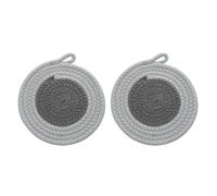 sourcing map 2Pcs Round Braided Placemats, 7.1" Woven Placemats Kitchen Table Place Mats with Hook for Farmhouse Decor, Kitchen Countertops, Table, Home Decor (Grey)