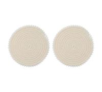 sourcing map 2Pcs Round Braided Placemats, 7.7" Woven Floral Edge Placemats Kitchen Table Place Mats for Farmhouse Decor, Kitchen Countertops, Table, Home Decor (Beige)