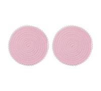 sourcing map 2Pcs Round Braided Placemats, 7.7" Woven Floral Edge Placemats Kitchen Table Place Mats for Farmhouse Decor, Kitchen Countertops, Table, Home Decor (Pink)
