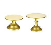 sourcing map 2pcs Round Cake Stand, 8/10 Inch Metal Cake Stands Dessert Table Display Set Serving Platter Holders for Dessert Table, Gold