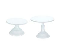 sourcing map 2pcs Round Cake Stand, 8/10 Inch Metal Cake Stands Dessert Table Display Set Serving Platter Holders for Dessert Table, White