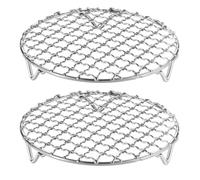 sourcing map 2pcs Round Cooking Rack 5.9-inch 201 Stainless Steel Cross Wire Barbecue Grill Net with 20mm Legs for Cooking Baking Steaming BBQ
