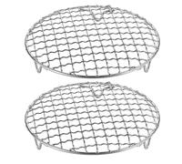 sourcing map 2pcs Round Cooking Rack 6.5-inch 201 Stainless Steel Cross Wire Barbecue Grill Net with 20mm Legs for Cooking Baking Steaming BBQ