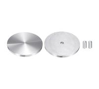 sourcing map 2Pcs Round Shape Aluminum Disc, M10 Thread 100mm Diameter Aluminum Circle Disc Glass Top Adapter for Glass Table Furniture Coffee Tables, Silver