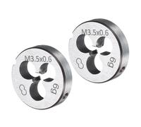sourcing map 2pcs Round Threading Die M3.5 x 0.6 Metric Thread Right Hand Screw Cutting Fixed Dies, Alloy Tool Steel Tapping Repair Tool