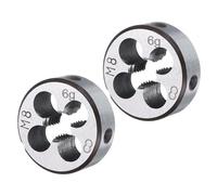 sourcing map 2pcs Round Threading Die M8 x 1.25 Metric Thread Right Hand Screw Cutting Fixed Dies, Alloy Tool Steel Tapping Repair Tool