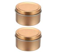 sourcing map 2pcs Round Tin Can, 1.18inch Metal Empty Storage Container Organizer Candle Jar with Lid for Treats Gifts Favors Loose Tea Coffee Crafts Cookies, Rose Gold