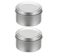 sourcing map 2pcs Round Tin Can, 1.18inch Metal Empty Storage Container Organizer Candle Jar with Lid for Treats Gifts Favors Loose Tea Coffee Crafts Cookies, Silver