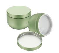 sourcing map 2pcs Round Tin Can, 1.73inch Metal Empty Storage Container Organizer Candle Jar with Lid for Treats Gifts Favors Loose Tea Coffee Crafts Cookies, Fruit Green