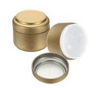 sourcing map 2pcs Round Tin Can, 1.85inch Metal Empty Storage Container Organizer Candle Jar with Lid for Treats Gifts Favors Loose Tea Coffee Crafts Cookies, Gold