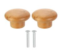 sourcing map 2Pcs Round Wood Drawer Knob, 1 5/8" Diameter Round Head Dresser Knobs Wooden Knobs with Screws for Furniture Drawer Dresser Wardrobe Cupboard, Beech