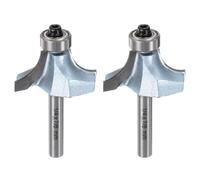 sourcing map 2pcs Roundover Router Bit 1/4 Shank 7/16" Radius Tungsten Steel Tipped Edge Rounding Over Bit with Bearing Guide, Woodworking Milling Tool, Light Blue