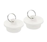 sourcing map 2pcs Rubber Drain Stopper with Hanging Ring, Bathtub Drain Plug Fits 1-1/4 Inch to 1-3/8 Inch, Rubber Sink Stopper Drain Plug for Bathtub, Kitchen and Bathroom, White