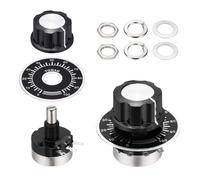 sourcing map 2pcs RV24YN20S B101 100Ohm Single Turn Carbon Film Rotary Taper Potentiometer, 2W Potentiometer with Knob and Round Dial for Inverter Speed Regulation
