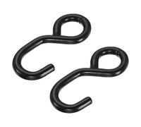 sourcing map 2Pcs S Hook, 9mm Dia 3307 lbs Ratchet Strap Tie Down Hook for 1.2" Tie Down Straps Wedding, Cars Trucks Trailers Binder Accessories, Black