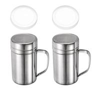 sourcing map 2pcs Salt Dredge Shakers 14 Ounce Stainless Steel Spice Shakers with Handle and Lid for Salt Sugar Flour