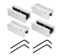 sourcing map 2Pcs SBR12LUU Linear Bearing Block 12mm Open Slide Bearing Long Block for SBR12 Linear Motion Shaft Guides Slide Rails as 3D Printer CNC Router Part, Silver Tone