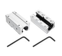 sourcing map 2Pcs SBR16LUU Linear Bearing Block 16mm Open Slide Bearing Long Block for SBR16 Linear Motion Shaft Guides Slide Rails as 3D Printer CNC Router Part, Silver Tone