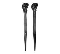 sourcing map 2pcs Scaffolding Podger Ratchet Wrench 10mm x 12mm CR-V 12 Point Double Ended Socket Ratcheting Podger Scaffold Spud Spanner Tool for Auto Repair Mechanical Maintenance, Black