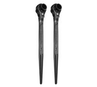 sourcing map 2pcs Scaffolding Podger Ratchet Wrench 12mm x 14mm CR-V 12 Point Double Ended Socket Ratcheting Podger Scaffold Spud Spanner Tool for Auto Repair Mechanical Maintenance, Black
