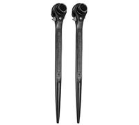 sourcing map 2pcs Scaffolding Podger Ratchet Wrench 13mm x 15mm CR-V 12 Point Double Ended Socket Ratcheting Podger Scaffold Spud Spanner Tool for Auto Repair Mechanical Maintenance, Black