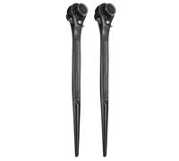 sourcing map 2pcs Scaffolding Podger Ratchet Wrench 13mm x 16mm CR-V 12 Point Double Ended Socket Ratcheting Podger Scaffold Spud Spanner Tool for Auto Repair Mechanical Maintenance, Black