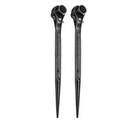 sourcing map 2pcs Scaffolding Podger Ratchet Wrench 13mm x 17mm CR-V 12 Point Double Ended Socket Ratcheting Podger Scaffold Spud Spanner Tool for Auto Repair Mechanical Maintenance, Black