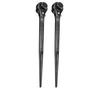 sourcing map 2pcs Scaffolding Podger Ratchet Wrench 16mm x 18mm CR-V 12 Point Double Ended Socket Ratcheting Podger Scaffold Spud Spanner Tool for Auto Repair Mechanical Maintenance, Black