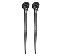 sourcing map 2pcs Scaffolding Podger Ratchet Wrench 17mm x 19mm CR-V 12 Point Double Ended Socket Ratcheting Podger Scaffold Spud Spanner Tool for Auto Repair Mechanical Maintenance, Black