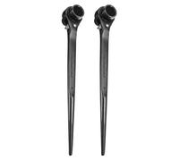 sourcing map 2pcs Scaffolding Podger Ratchet Wrench 17mm x 21mm CR-V 12 Point Double Ended Socket Ratcheting Podger Scaffold Spud Spanner Tool for Auto Repair Mechanical Maintenance, Black