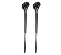 sourcing map 2pcs Scaffolding Podger Ratchet Wrench 18mm x 21mm CR-V 12 Point Double Ended Socket Ratcheting Podger Scaffold Spud Spanner Tool for Auto Repair Mechanical Maintenance, Black