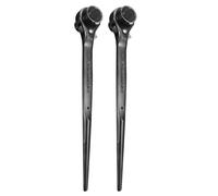 sourcing map 2pcs Scaffolding Podger Ratchet Wrench 19mm x 24mm CR-V 12 Point Double Ended Socket Ratcheting Podger Scaffold Spud Spanner Tool for Auto Repair Mechanical Maintenance, Black