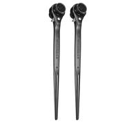 sourcing map 2pcs Scaffolding Podger Ratchet Wrench 21mm x 22mm CR-V 12 Point Double Ended Socket Ratcheting Podger Scaffold Spud Spanner Tool for Auto Repair Mechanical Maintenance, Black