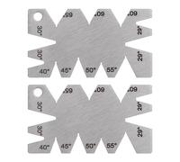 sourcing map 2pcs Screw Thread Gauge Cutting Angle Gage Template 29°-65° Stainless Steel Lathes Measuring Tool, 1.2mm Thickness