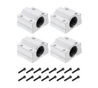 sourcing map 2PCS SCS10UU Linear Motion Ball Bearing Slide Bushing Aluminum 35mm Long Linear Roller Bearing Slide Block for 10mm Round Shaft Rod in 3D Printer, CNC Machine, Silver Tone