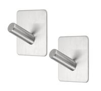 sourcing map 2pcs Self Adhesive Hook Waterproof Stainless Steel Shower Racks Holder Towel Wall Hooks Adhesive Wall Hangers Without Drill for Bathroom Kitchen Washroom Home, Brushed Silver