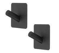 sourcing map 2pcs Self Adhesive Hook Waterproof Stainless Steel Shower Racks Holder Towel Wall Hooks Adhesive Wall Hangers Without Drill for Bathroom Kitchen Washroom Home, Black