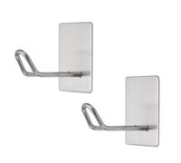 sourcing map 2pcs Self Adhesive Wall Hooks Large Waterproof Stainless Steel Sticky Towel Closet Hooks Adhesive Wall Mount Hangers Without Drill for Bathroom Kitchen Washroom Doorway, Silver