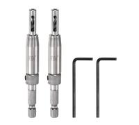 sourcing map 2pcs Self Centering Drill Bit Set 7/64", 1/4" Hex Shank Drilling Bits for Wood Working, Cabinet Door Hinge Hole Punch Tool Self Center with Hex Keys L-Shaped, Silver