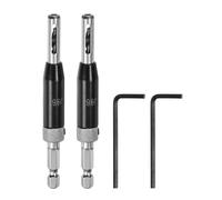 sourcing map 2pcs Self Centering Drill Bit Set 9/64", 1/4" Hex Shank Drilling Bits for Wood Working, Cabinet Door Hinge Hole Punch Tool Self Center with Hex Keys L-Shaped, Black