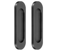 sourcing map 2Pcs Self-Stick Oval Sliding Door Pulls, 3.9" Aluminum Alloy Sliding Cupboard Door Handle Finger Push Pulls for Sliding Barn Door Windows Cabinets, Matte Black