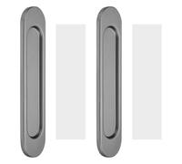 sourcing map 2Pcs Self-Stick Oval Sliding Door Pulls, 5.8" 148mm Aluminum Alloy Sliding Cupboard Door Handle Finger Push Pulls for Sliding Barn Door Windows Cabinets, Gray