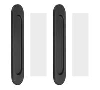 sourcing map 2Pcs Self-Stick Oval Sliding Door Pulls, 5.8" 148mm Aluminum Alloy Sliding Cupboard Door Handle Finger Push Pulls for Sliding Barn Door Windows Cabinets, Black