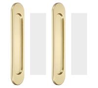 sourcing map 2Pcs Self-Stick Oval Sliding Door Pulls, 5.8" 148mm Aluminum Alloy Sliding Cupboard Door Handle Finger Push Pulls for Sliding Barn Door Windows Cabinets, Gold