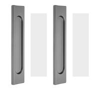 sourcing map 2Pcs Self-Stick Rectangular Sliding Door Pulls, 5.9" Aluminum Alloy Sliding Cupboard Door Handle Finger Push Pulls for Sliding Barn Door Windows Cabinets, Gray