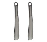 sourcing map 2pcs Shoe Horn 25cm Plastic Straight Handle Shoe Helper Metal Shoehorns for Women Men Adults Seniors Boots, Clear Black